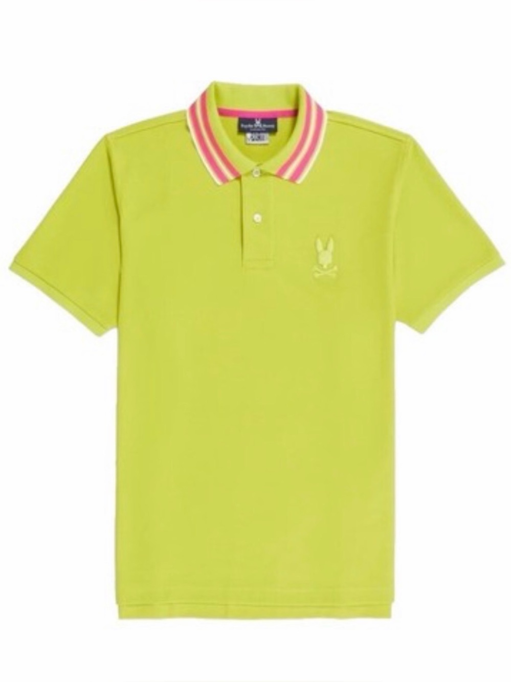 Psycho Bunny Shirt Youth M 10/12 Polo Chartreuse with Pink Logo/Trim Pima Cotton